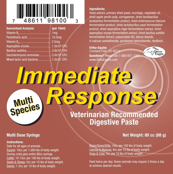 Ortho Equine Immediate Response Paste Horse Digestive Support 80cc