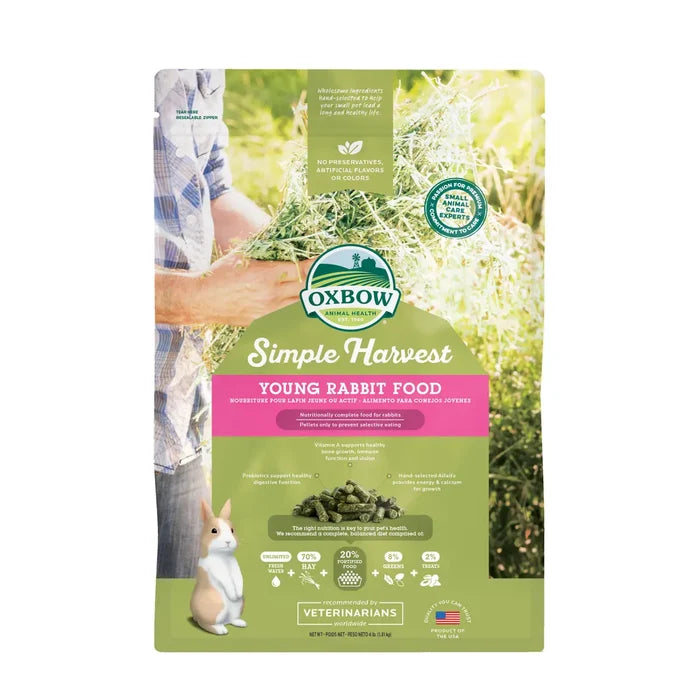 Oxbow Simple Harvest Young Rabbit Food Timothy & Alfalfa Pellets 4lbs.
