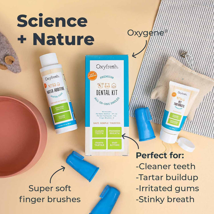 Oxyfresh Pet Dental Kit Dogs & Cats Small Toothpaste Water Additive & Brushes Bundle