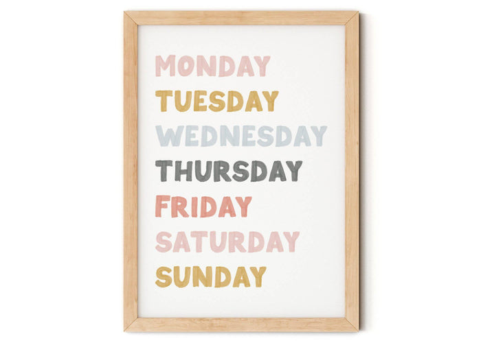 Pastel Days Of The Week Print.