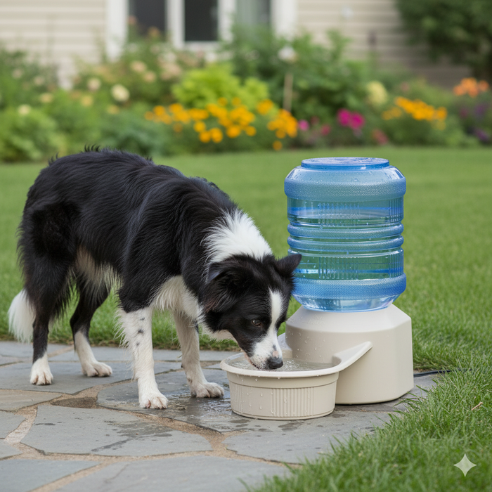 Pet Lodge 8 Qt Water Tower Deluxe Auto Dispenser 2 Gal Dog Cat Indoor Outdoor