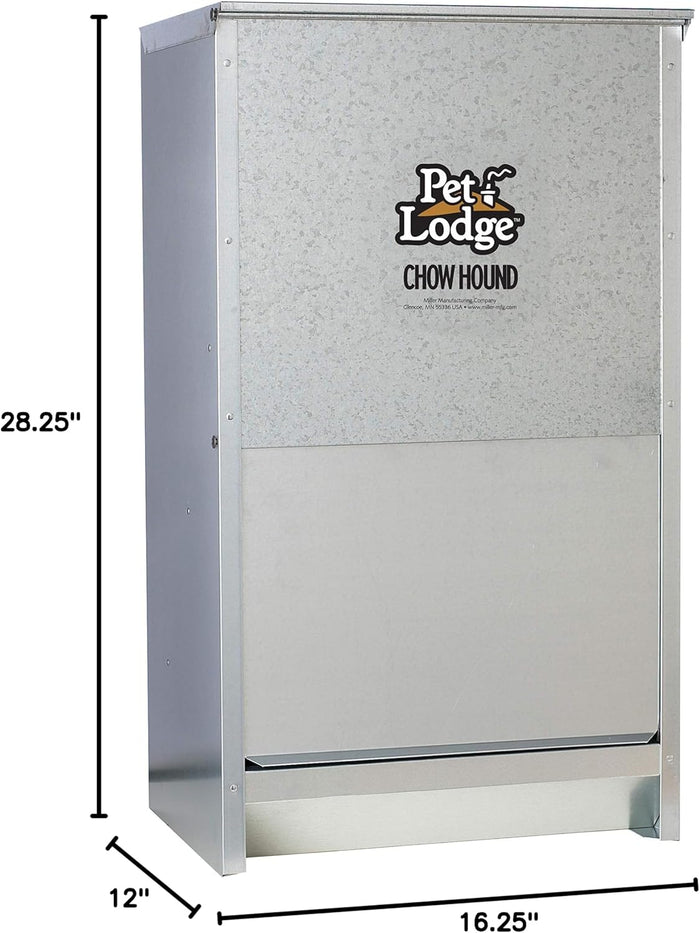 Pet Lodge Chow Hound 50 lb Dog Feeder Galvanized Steel Automatic Chew-Proof