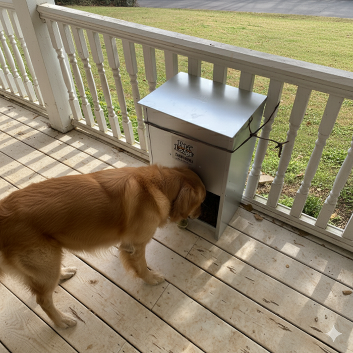 Pet Lodge Chow Hound 50 lb Dog Feeder Galvanized Steel Automatic Chew-Proof