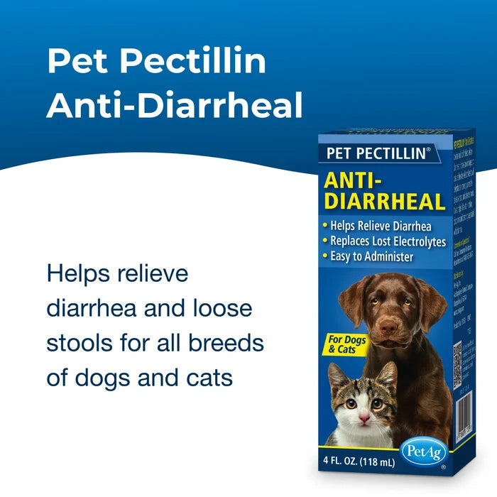 Pet Pectillin Anti-Diarrheal 4 oz. Dogs Cats Loose Stool Electrolytes Made USA