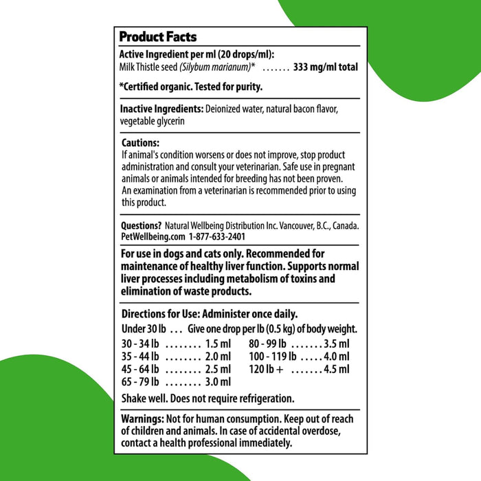 Pet Wellbeing Milk Thistle Healthy Liver Function in Dogs 2oz.