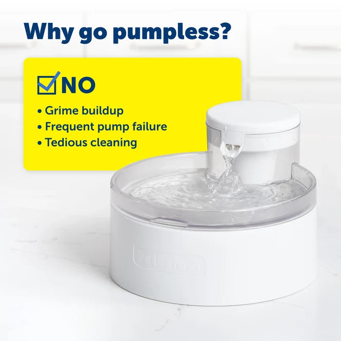PetSafe Outlast Pumpless Pet Water Fountain 90oz White HydroSpin Technology