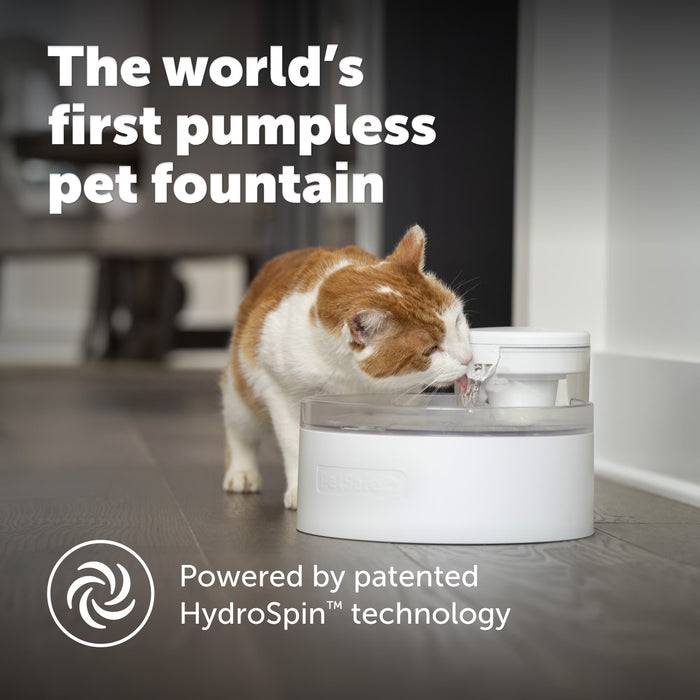 PetSafe Outlast Pumpless Pet Water Fountain 90oz White HydroSpin Technology