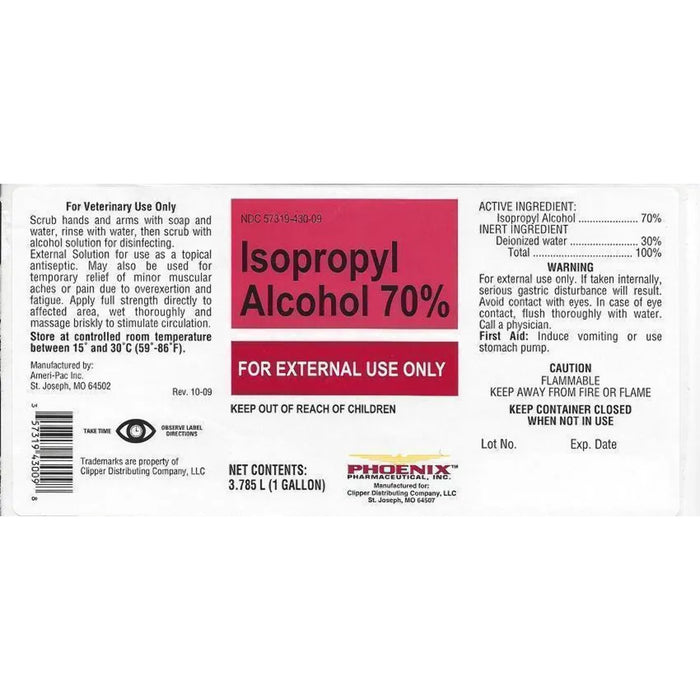 Phoenix Pharmaceutical Veterinary Isopropyl Alcohol 70% 32 oz. Bottle