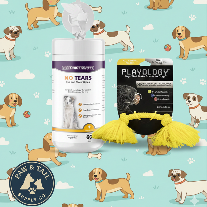 Piccardmeds4pets Eye & Tear Stain Wipes + Playology Dri-Tech Rope Dog Toy – Wholesale Bundle!