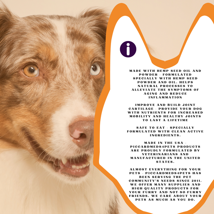 Piccardmeds4pets Hemp + MSM Joint Support Chews for Dogs and Cats 60 Count