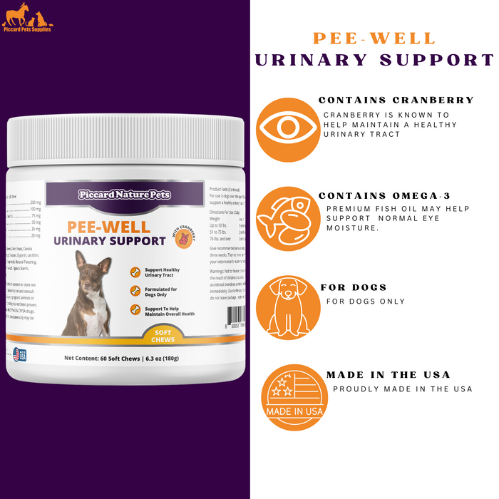 PiccardNaturePets Pee-Well Urinary Bladder Support Soft Chews for Dogs 60 Count