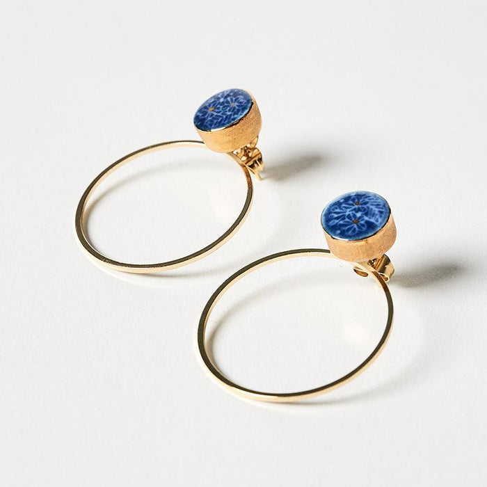 [PIERCED EARRINGS] BLUE BOUQUET | IMARI-ARITA WARES | 6.KILN