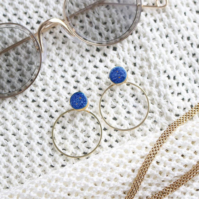 [PIERCED EARRINGS] BLUE BOUQUET | IMARI-ARITA WARES | 6.KILN