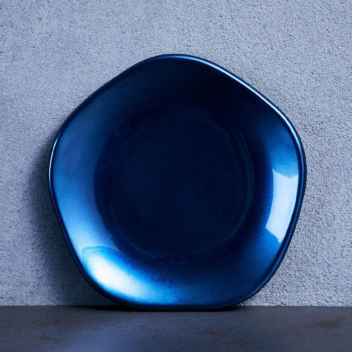 [PLATE] KAGA SHIKISAI FLOWER DEEP BLUE | KANAZAWA GOLD LEAF | HAKUICHI