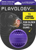 Playology Dental Chew Ball Toy for Senior Dogs Medium Pork Sausage