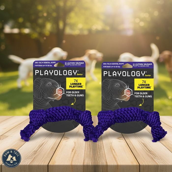 Playology Dri-Tech Pork Sausage Scent Dental Rope Dog Toy, Medium 2-Pack – Wholesale Bundle!