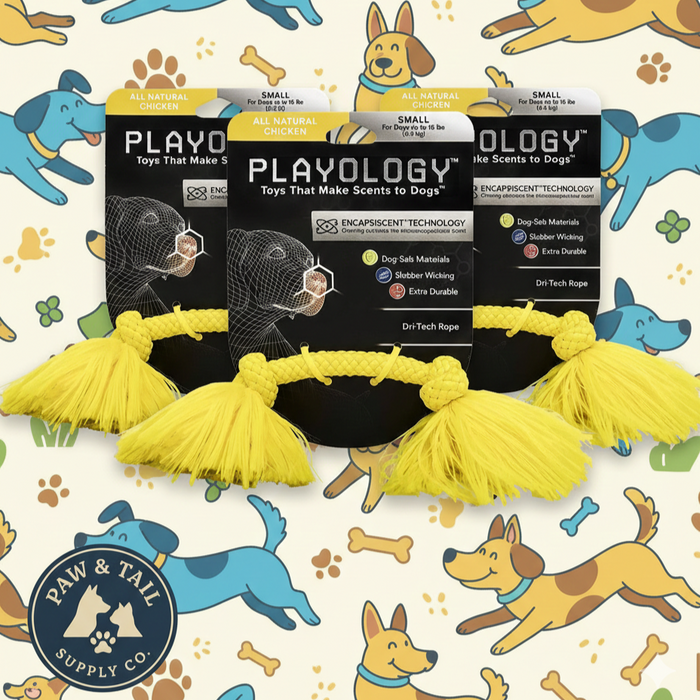 Playology Dri-Tech Rope Dog Toy All Natural Chicken Scent, Small 3PCK – Wholesale Bundle!