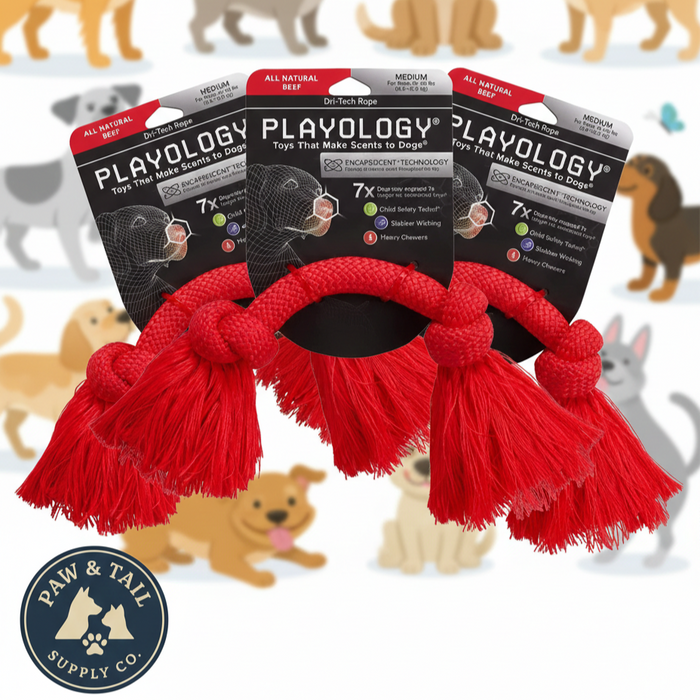 Playology Dri-Tech Rope Dog Toy Beef Scent, Medium Aggressive Chewers 3PCK – Wholesale Bundle!