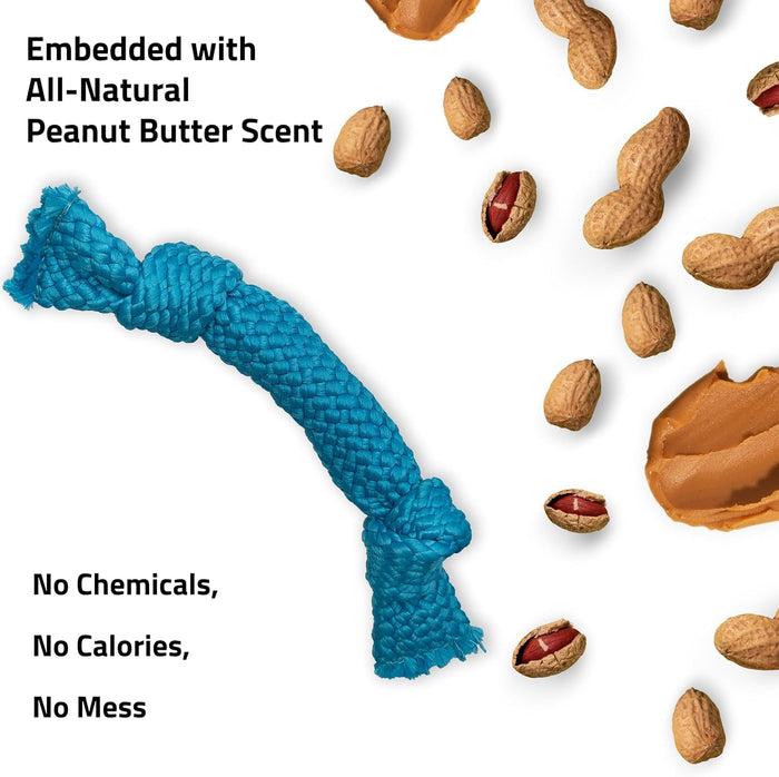 Playology Dri-Tech Rope Dog Toy for Senior Dogs Peanut Butter Scent Medium 2-Pack