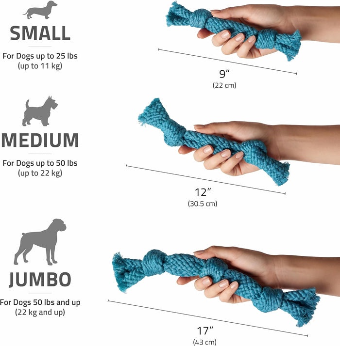 Playology Dri-Tech Rope Dog Toy for Senior Dogs Peanut Butter Scent Medium 2-Pack