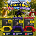 Playology Scented Rope Dog Toy Variety Pork Beef Chicken Interactive Fun 3-Pack