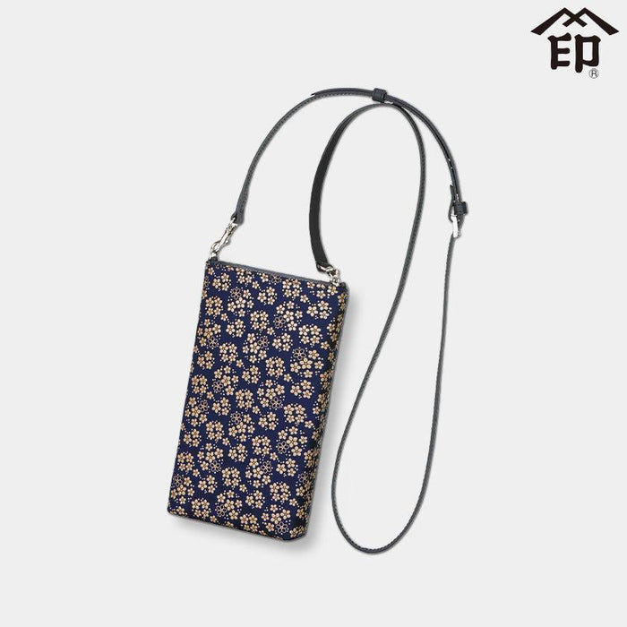 [POCHETTE] SMARTPHONE POCHETTE B FORGET-ME-NOT (NAVY BLUE BASECOAT WITH WHITE LACQUER) | KOUSHU INDEN (LACQUERED DEERSKIN CRAFTS)| INDEN-YA