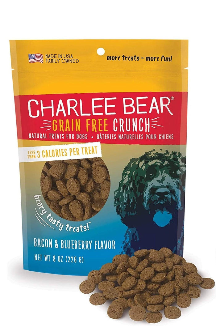 Pork Grain Free Dog Charlee Bear Crunch Bacon & Blueberry Treats (8oz)