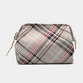 [POUCH] WATER-REPELLENT NISHIJIN SILK ZIPPER-CLASP ACCESSORY POUCH MULTI-CHECK (ASH GRAY) | NISHIJIN TEXTILES | ATELIER KYOTO NISHIJIN