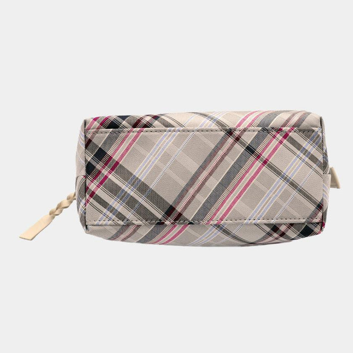[POUCH] WATER-REPELLENT NISHIJIN SILK ZIPPER-CLASP ACCESSORY POUCH MULTI-CHECK (ASH GRAY) | NISHIJIN TEXTILES | ATELIER KYOTO NISHIJIN