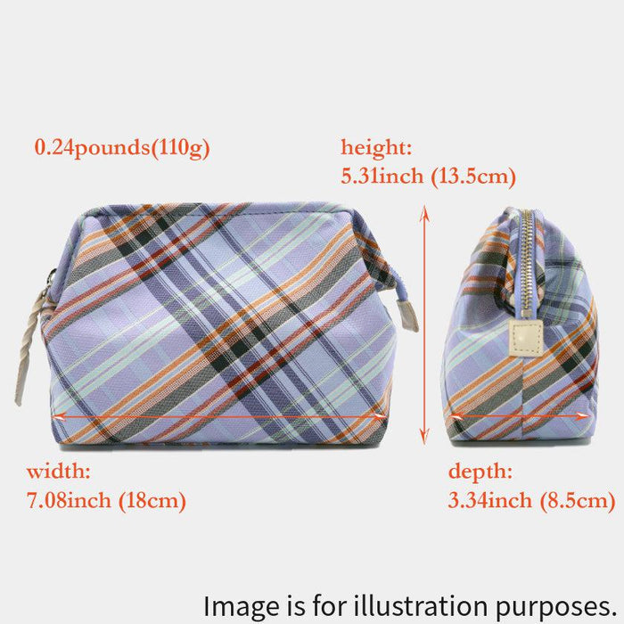 [POUCH] WATER-REPELLENT NISHIJIN SILK ZIPPER-CLASP ACCESSORY POUCH MULTI-CHECK (LIGHT YELLOW) | NISHIJIN TEXTILES | ATELIER KYOTO NISHIJIN