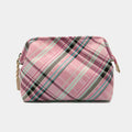 [POUCH] WATER-REPELLENT NISHIJIN SILK ZIPPER-CLASP ACCESSORY POUCH MULTI-CHECK (ROSE PINK) | NISHIJIN TEXTILES | ATELIER KYOTO NISHIJIN
