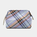 [POUCH] WATER-REPELLENT NISHIJIN SILK ZIPPER-CLASP ACCESSORY POUCH MULTI-CHECK (SKY BLUE) | NISHIJIN TEXTILES | ATELIER KYOTO NISHIJIN