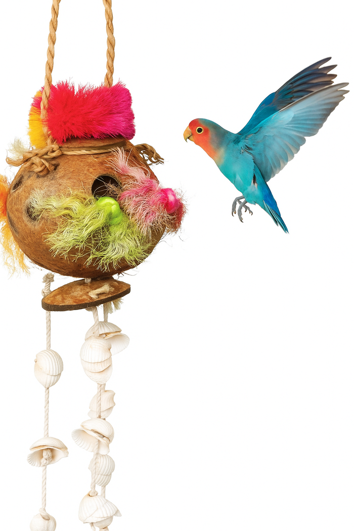 Prevue Tropical Teasers Coconut Fun Bird Toy Ideal for Small to Medium Birds 2-Pack