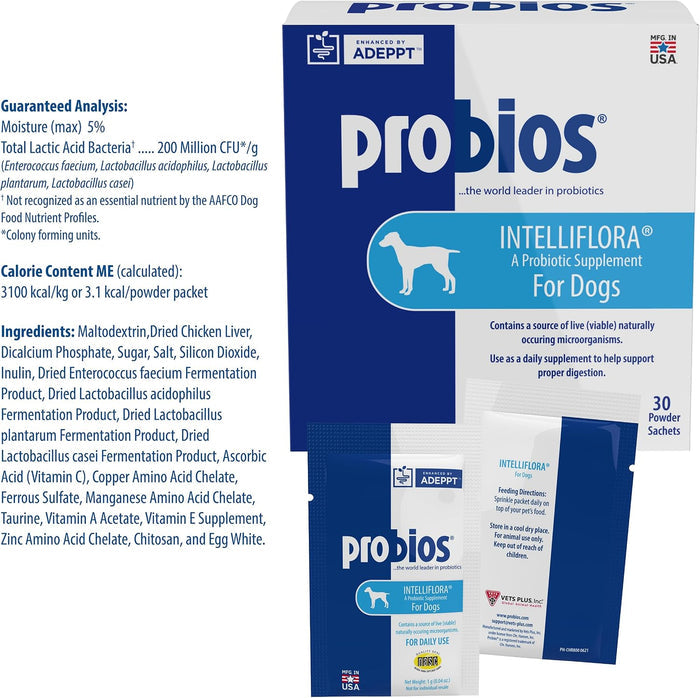 Probios Intelliflora Probiotic Powder for Dogs Chicken Liver 30 Sachets