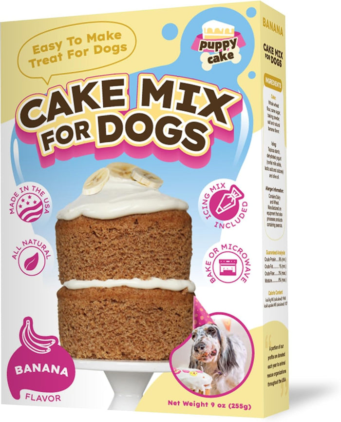Puppy Cake Banana Flavor Cake Mix and Frosting Dog Treats 9 oz.