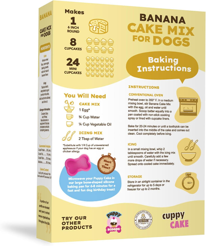 Puppy Cake Banana Flavor Cake Mix and Frosting Dog Treats 9 oz.