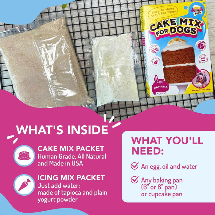 Puppy Cake Banana Flavor Cake Mix and Frosting Dog Treats 9 oz.