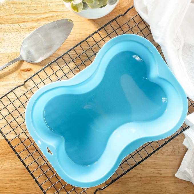 Puppy Cake Dog Bone Shaped Silicone Cake Baking Birthday Pan Blue