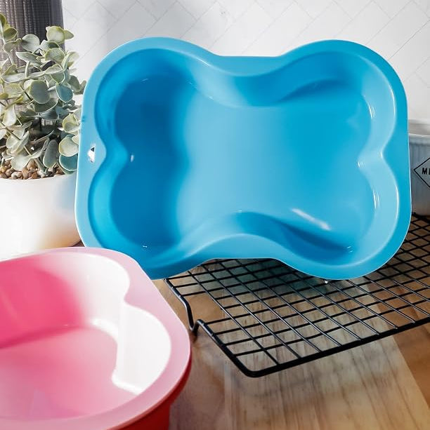 Puppy Cake Dog Bone Shaped Silicone Cake Baking Birthday Pan Blue