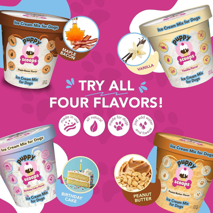 Puppy Cake Puppy Scoops Dog Ice Cream Mix Peanut Butter Flavor Grain Free Treats 4.65 oz.