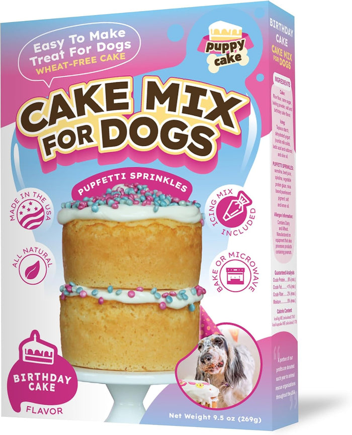 Puppy Cake Wheat-Free Birthday Cake Mix With Pupfetti Sprinkles Dog Treats 9 oz.