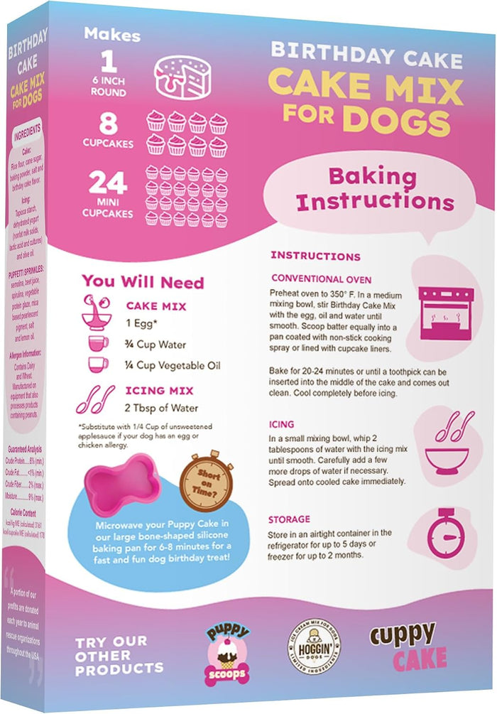 Puppy Cake Wheat-Free Birthday Cake Mix With Pupfetti Sprinkles Dog Treats 9 oz.