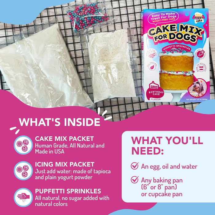 Puppy Cake Wheat-Free Birthday Cake Mix With Pupfetti Sprinkles Dog Treats 9 oz.