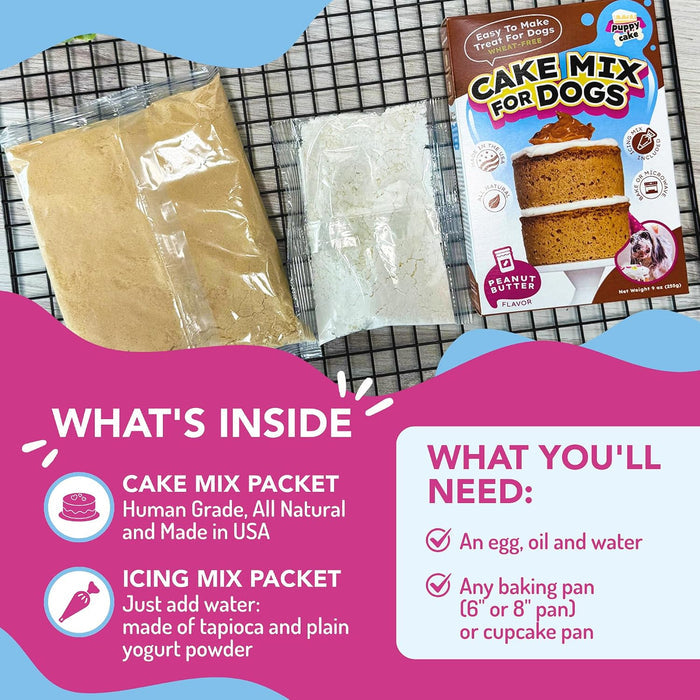 Puppy Cake Wheat-Free Peanut Butter Cake Mix with Icing Dog Treats 9 oz.