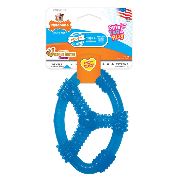 Puppy Chow & Chew Fun Pack – 11" Metal Saucer Feeder + Nylabone Peanut Butter Chew Ring