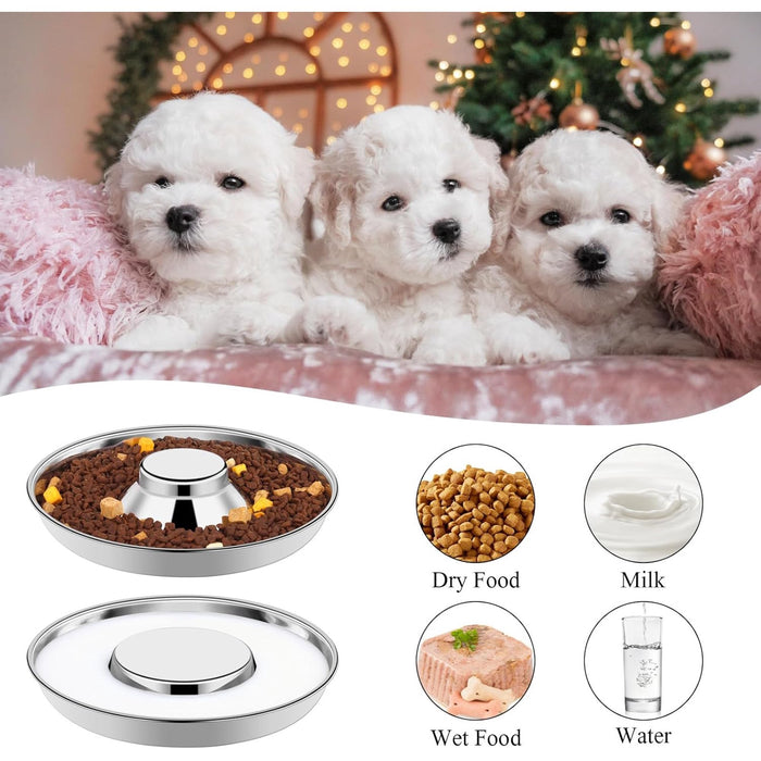Puppy & Kitten Litter Feeding Bundle – 11" Metal Saucer + 3 Patriotic Bandanas