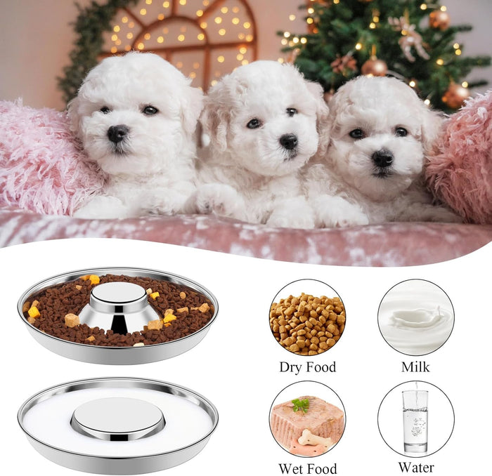 Puppy & Kitten Litter Feeding Saucer 3-Pack – 11" Metal Food & Water Feeders