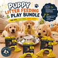 Puppy Litter Feeding & Play Bundle – 11" Flying Saucer Feeder + 3 Playology Rope Toys