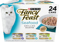 Purina Chicken Adult Raw Cat Fancy Feast Grilled Seafood Variety 3oz 24ct