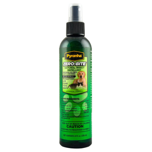 Pyranha Zero-Bite Natural Pet Insect Repellent for Dogs Cats Small Animals 8 oz.